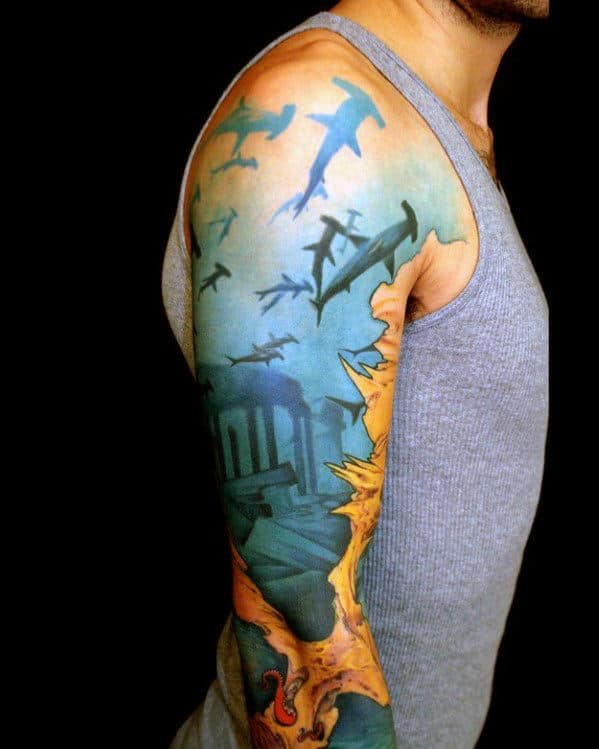 Shark Simple Arm Tattoos For Men