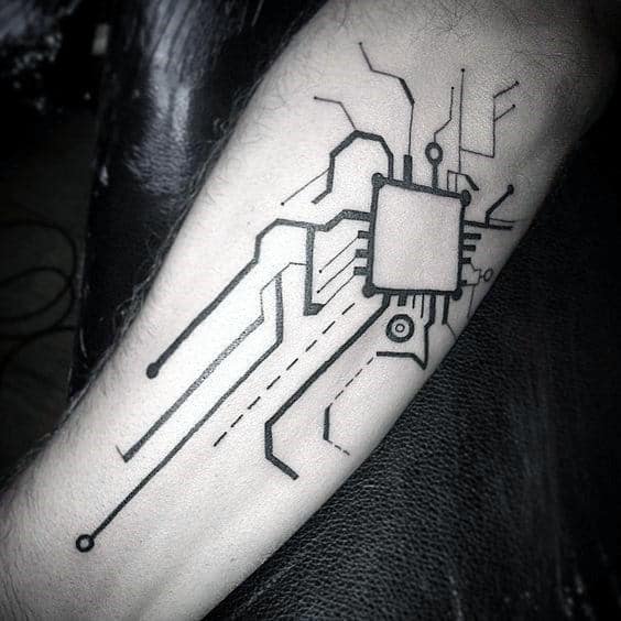 Simple Awesome Circuit Board Mens Inner Forearm Tattoo