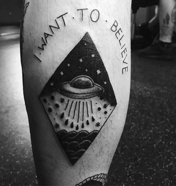Simple Back Of Leg I Want To Believe Guys Tattoo Ideas