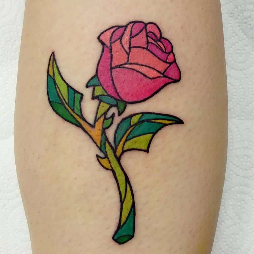 simple beauty and the beast rose tattoos hobson_tattoo