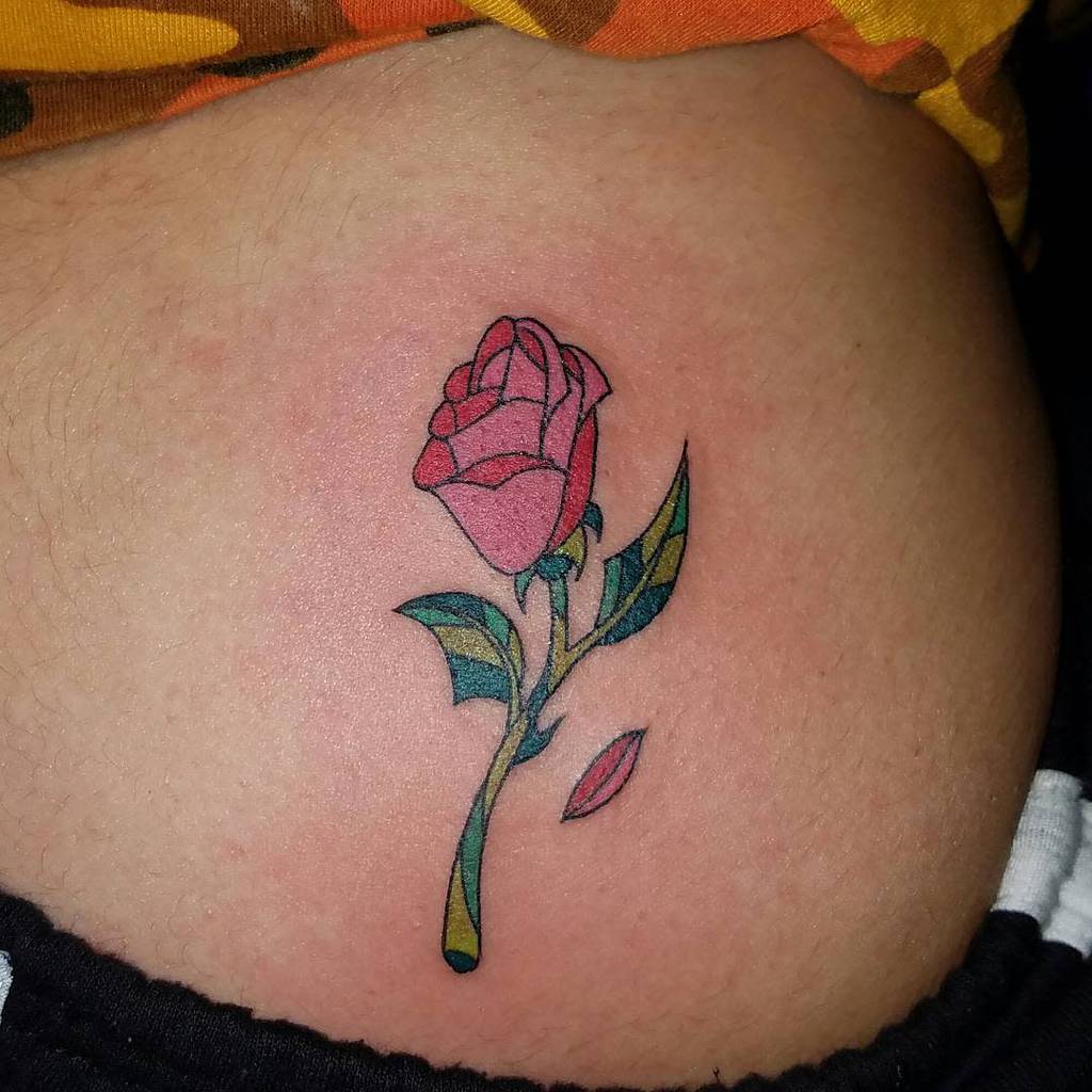 simple beauty and the beast rose tattoos luckydogtattoos