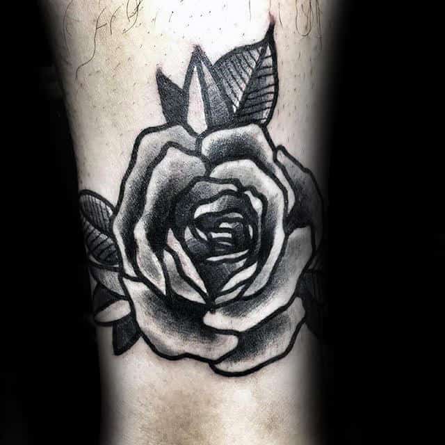 Simple Black Rose Forearm Male Tattoo Inspiration