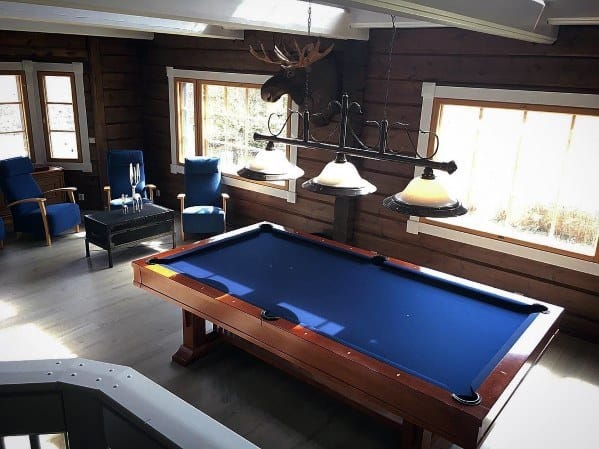 farmhouse-style billiard room