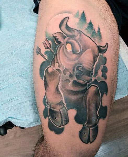Simple Bull Tattoos On Man