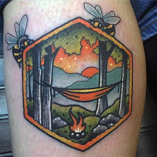 21 Awesome Camping Tattoos For People Who Love Sleep...