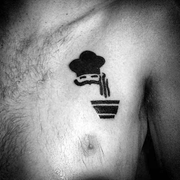 Simple Chef Mens Small Cooking Themed Chest Tattoos