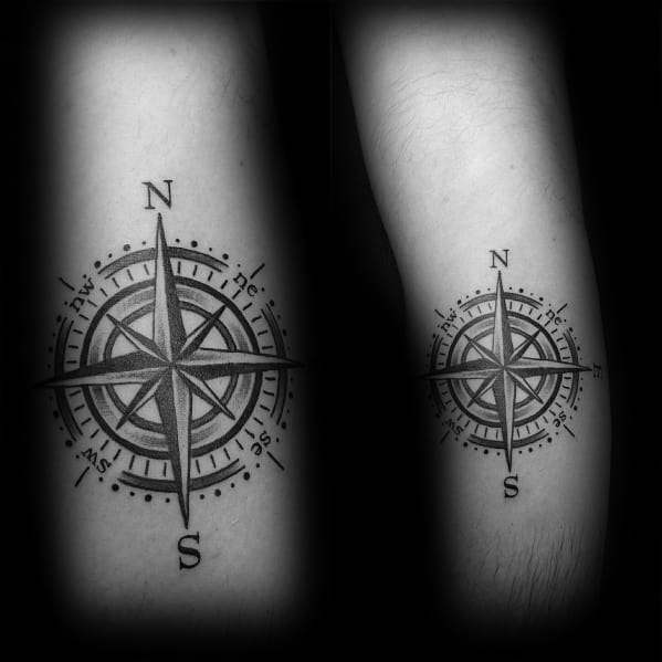 Simple Compass Guys Tattoo Designs