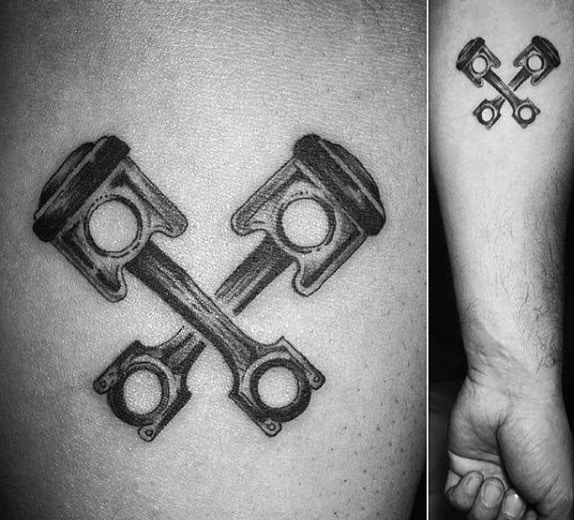 Simple Cross Piston Tattoos For Men