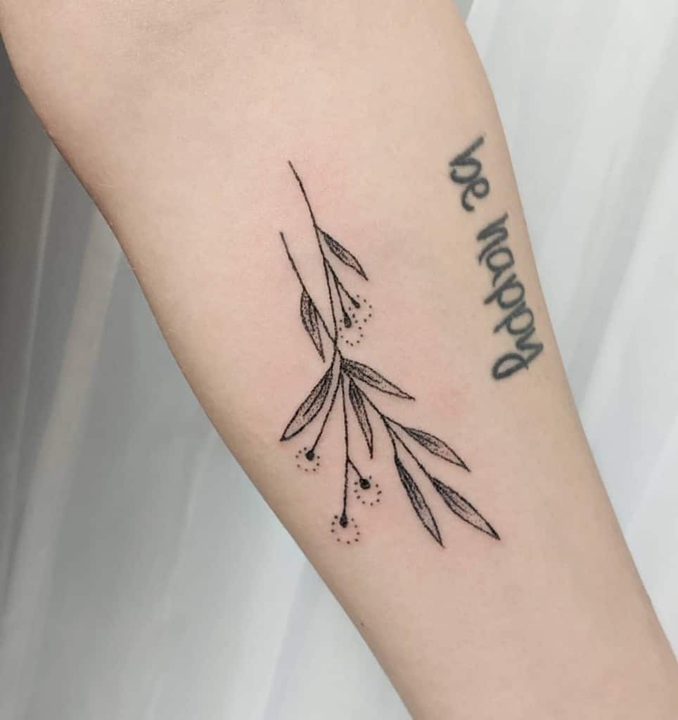 simple dandelion with leaves tattoo