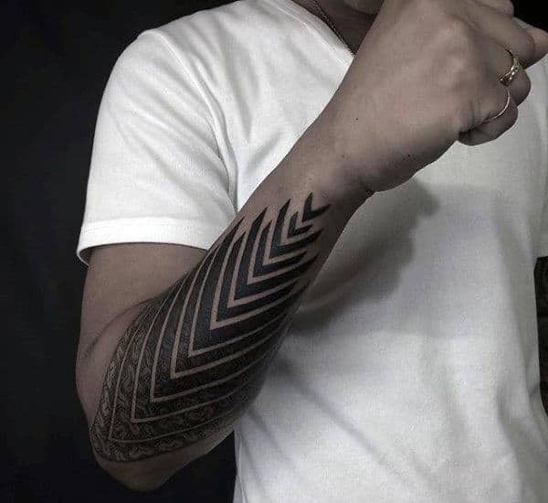 Simple Dark Black Dotwork Tattoo Male Forearms