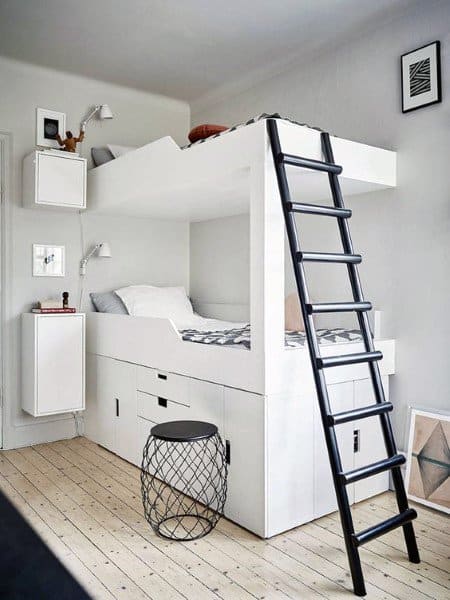 all-white bunk bed 