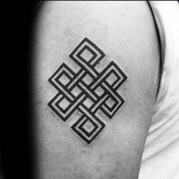Simple Endless Knot Upper Arm Tattoos For Men