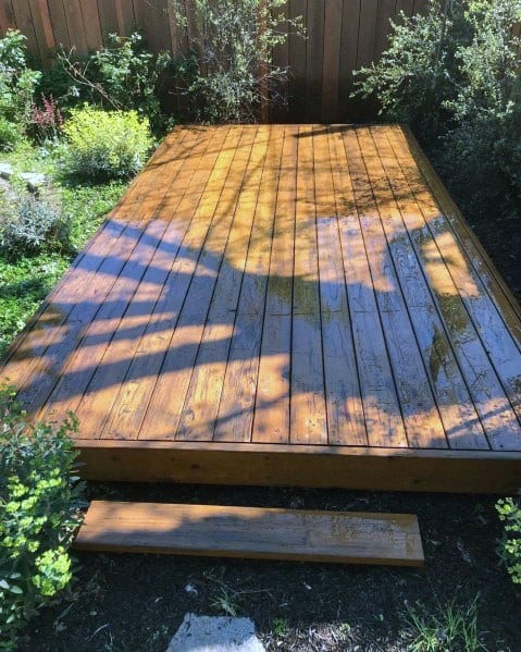 Simple Floating Wood Deck Design Ideas For Backyard