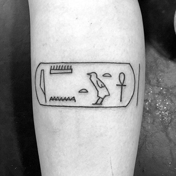 Simple Forearm Manly Hieroglyphics Tattoo Design Ideas For Men