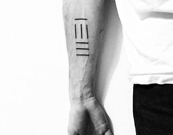 Simple Forearm Mens Abstract Lines Tattoo