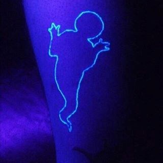 Simple Ghost Outline Glow In The Dark Tattoo Ideas For Guys