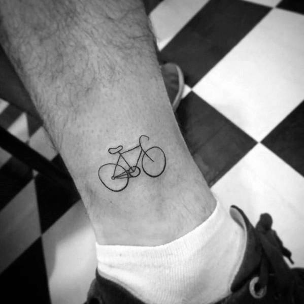 Simple Leg Bicycle Tattoo On Man