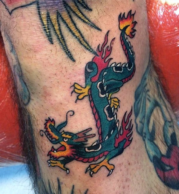 Simple Leg Chinese Dragon Tattoo Design Ideas For Males