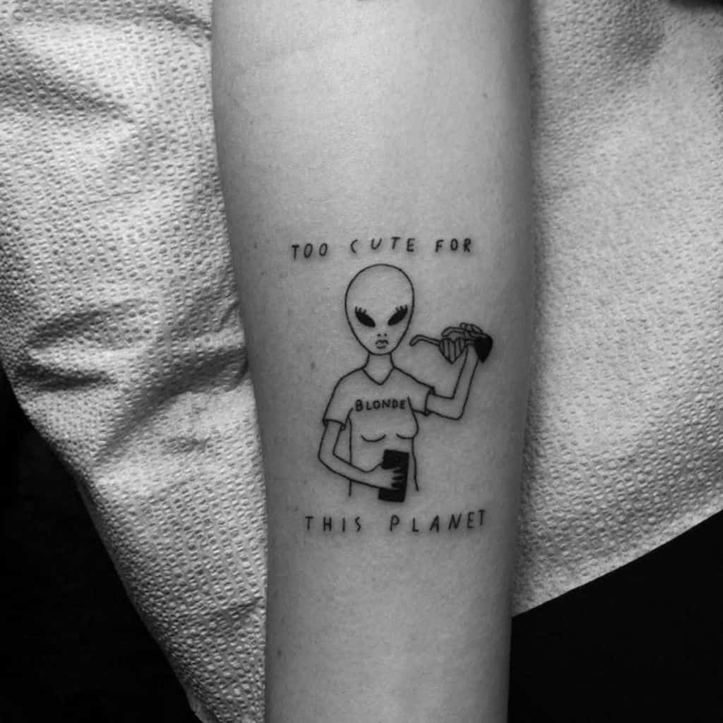 Simple Line Quirky Semse Of Humour Tattoo