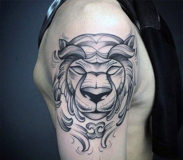 Simple Men's Lion Arm Tattoo
