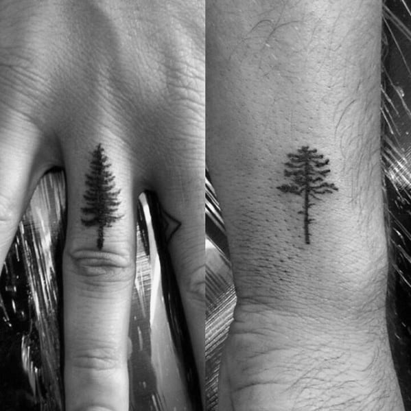 Simple Mens Tree Tattoo Design On Finger