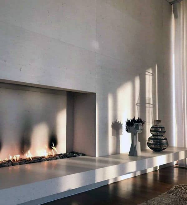 minimalist concrete fireplace 
