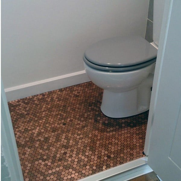 small and simple penny floor bathroom