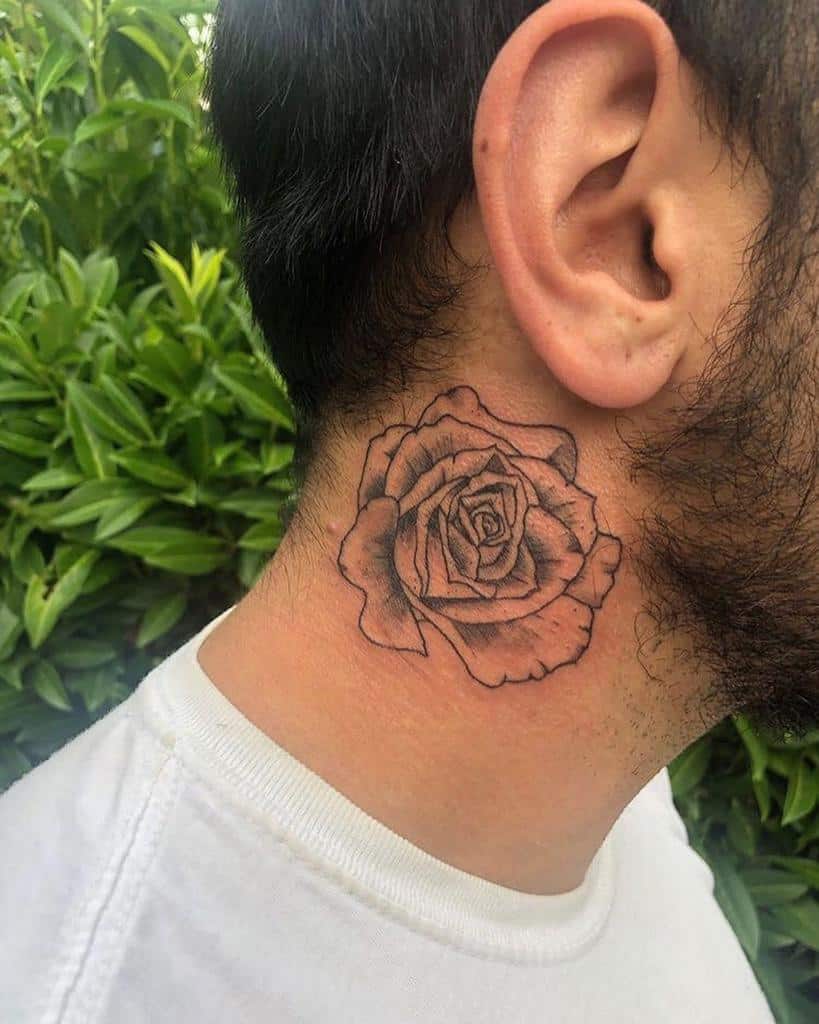 simple rose neck tattoos smallbirdsbutalsolargerbirds