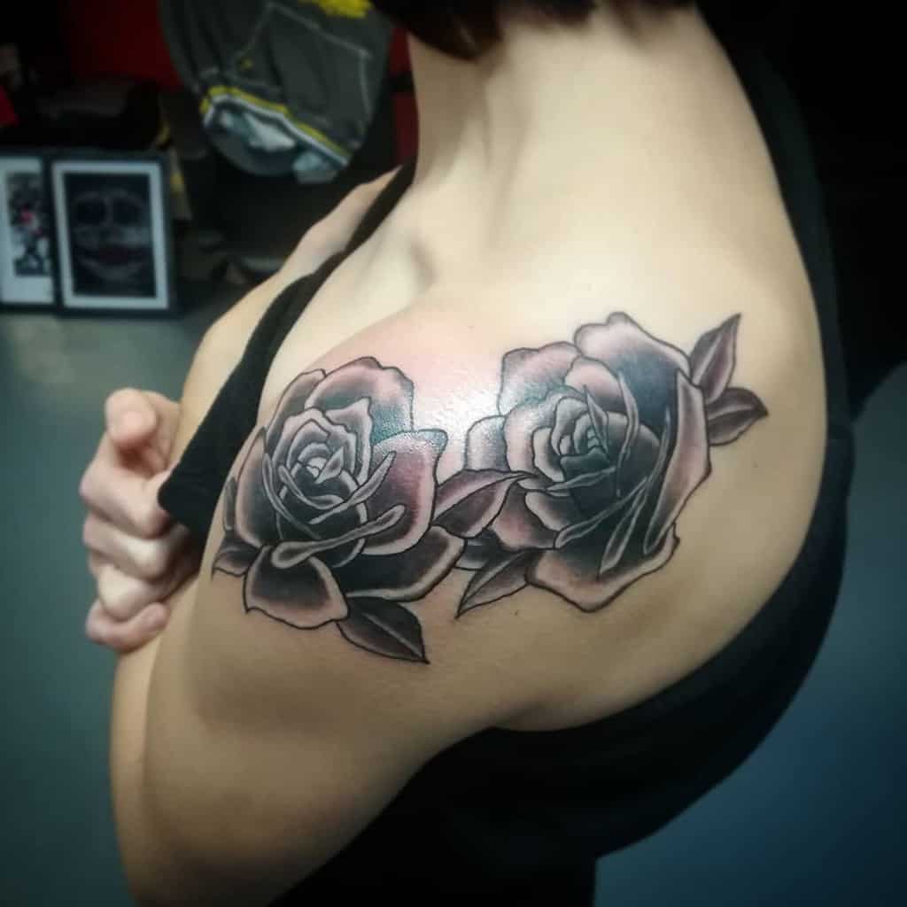 simple rose shoulder tattoos redfalcontattoo