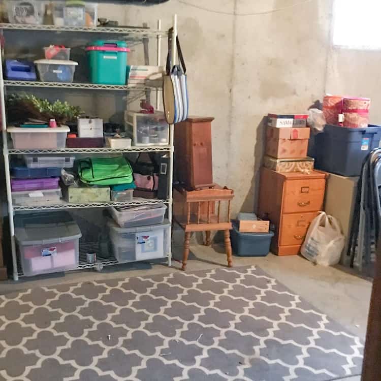 simple shelf storage in basement