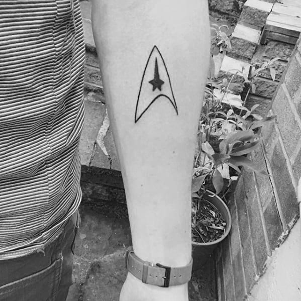 Simple Small Inner Forearm Starfleet Insignia Male Star Trek Tattoo Designs