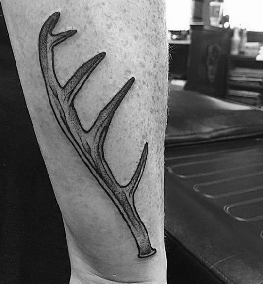 Simple Small Mens Lower Forearm Antler Tattoo Ideas