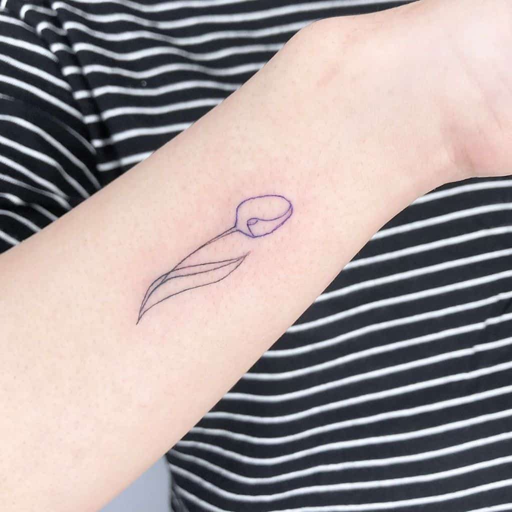 Simple Tiny Tulip Tattoo