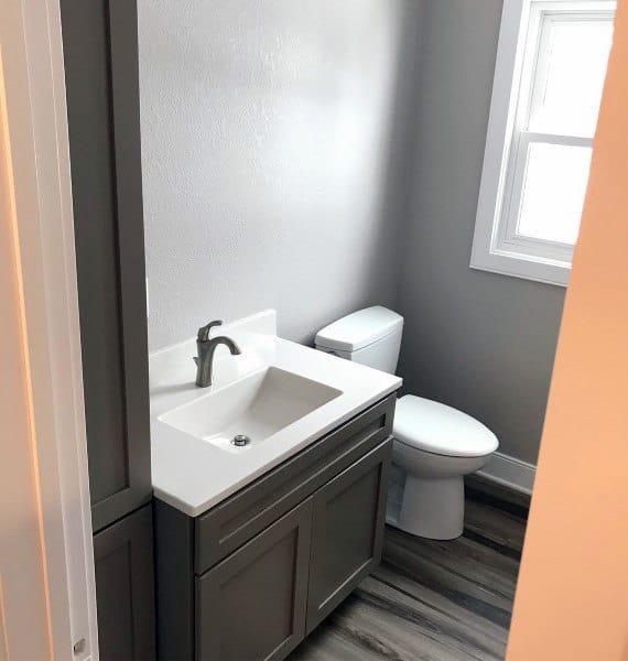 gray small bathroom 