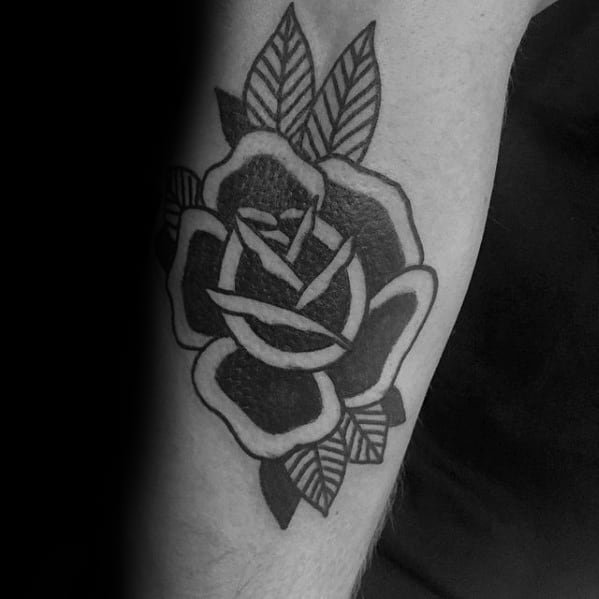 Simple Traditional Rose Flower Male Arm Tattoo Ideas