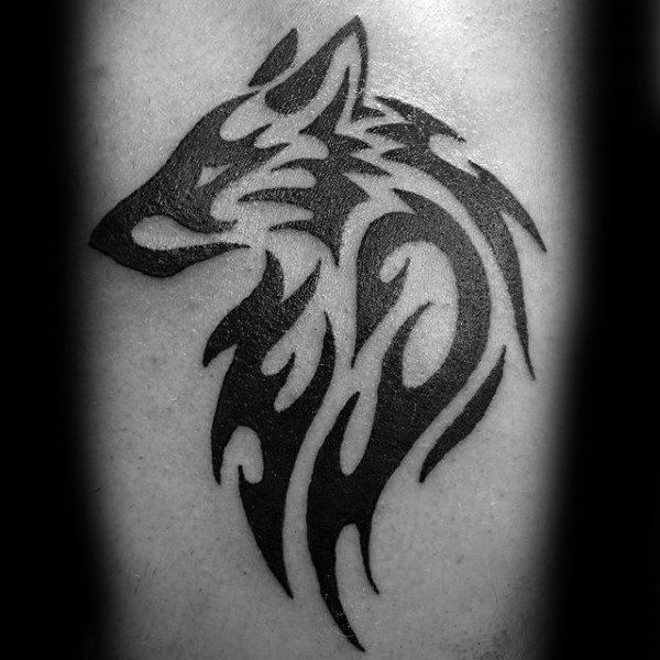 Simple Tribal Wolf Male Tattoo Ideas On Arm