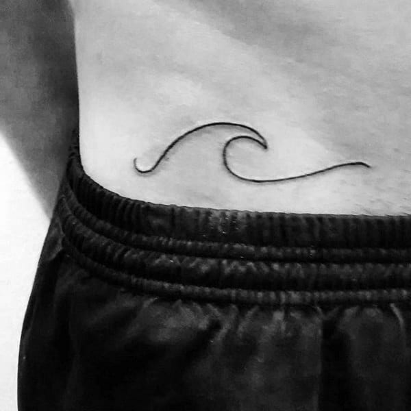 Simple Water Surf Drawing Tattoo Male Torso