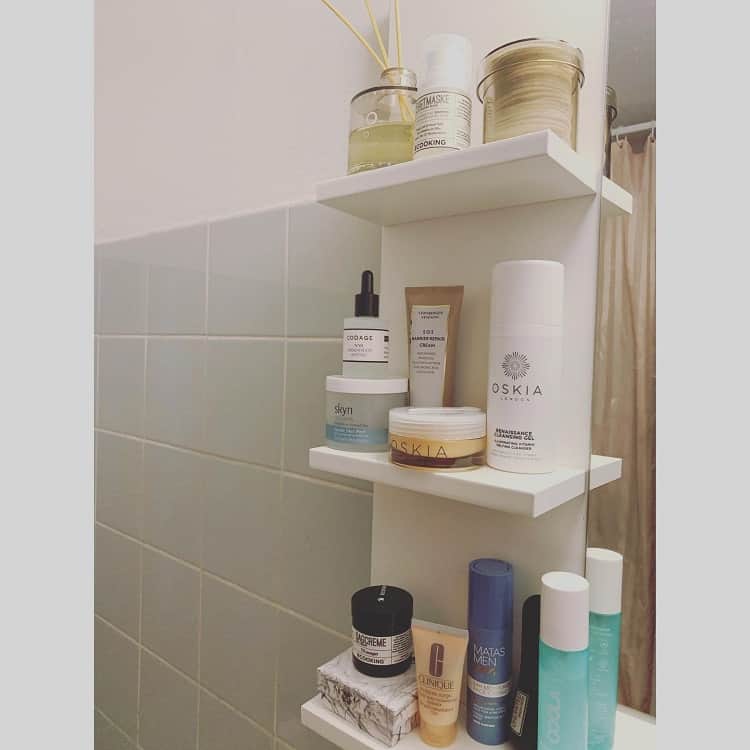 simple white toiletries shelf 