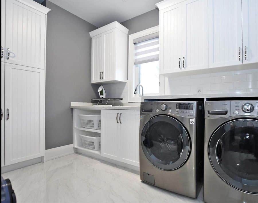 large country cabinet white laundry room