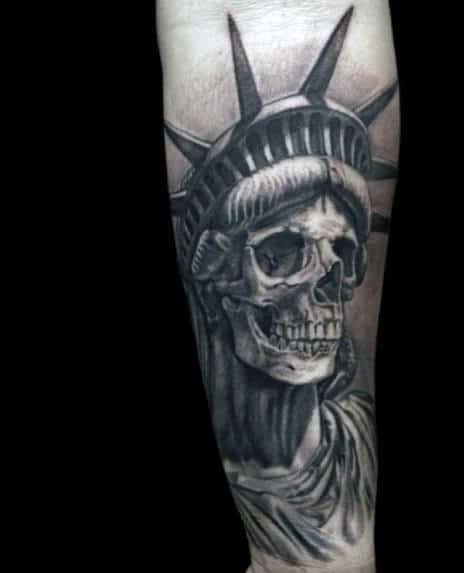 Skeleton Forearm Mens Statue Of Liberty Tattoo Inspiration
