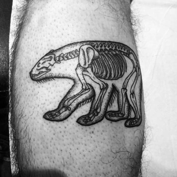 Skeleton Of Polar Bear Guys Leg Tattoo