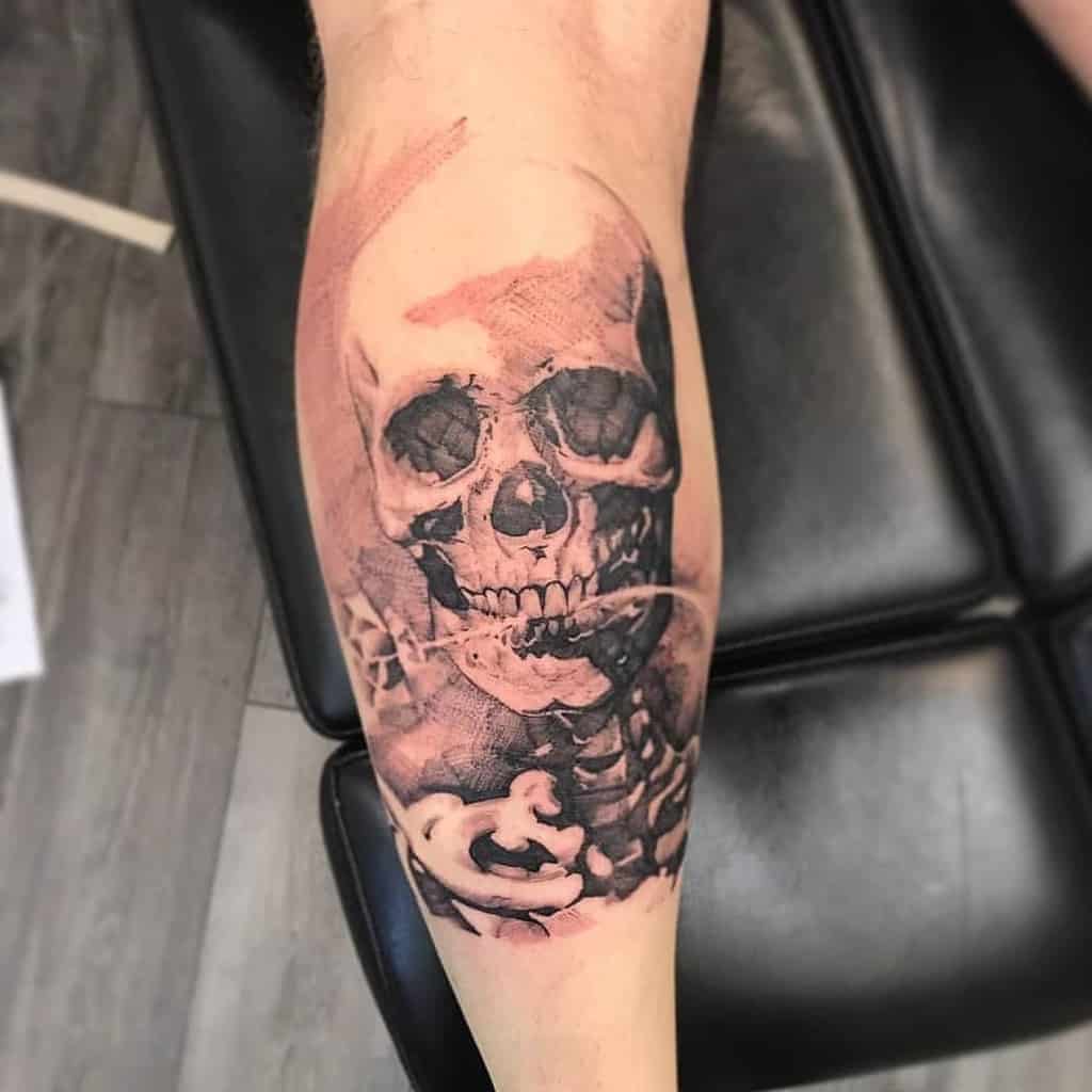 skeleton-realistic-line-work-skull-and-rose-tattoo-joelmorley_tattoo