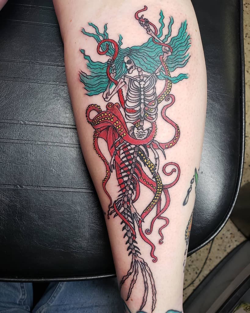 Mermaid Skeleton by Daniel Adamczyk TattooNOW