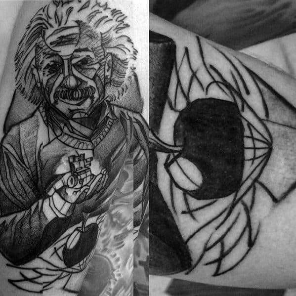 Sketched Arm Male Albert Einstein Tattoo Ideas