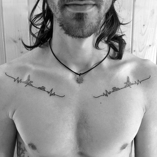 Skiing Collarbone Guys Tattoos