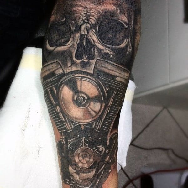 Skull And Di Engine Tattoo Sleeves For Men