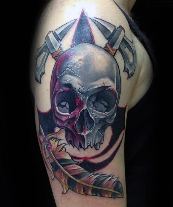Skull Assassins Creed Guys Arm Tattoo