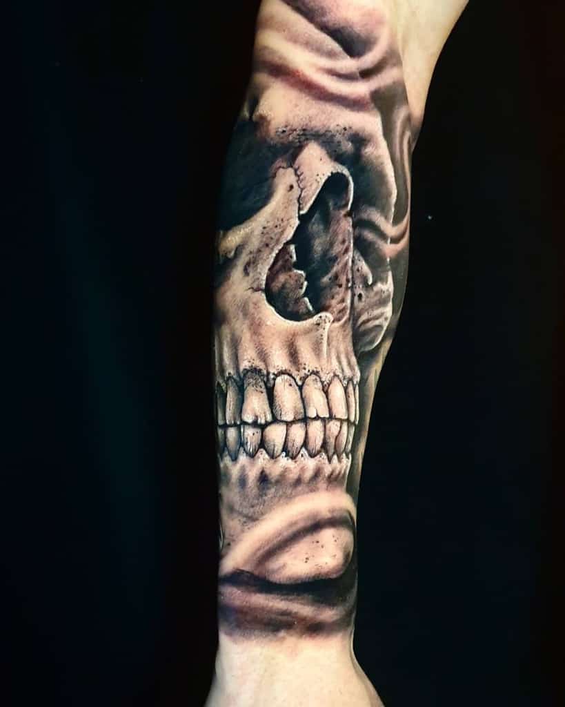skull black arm tattoo krocogarcia