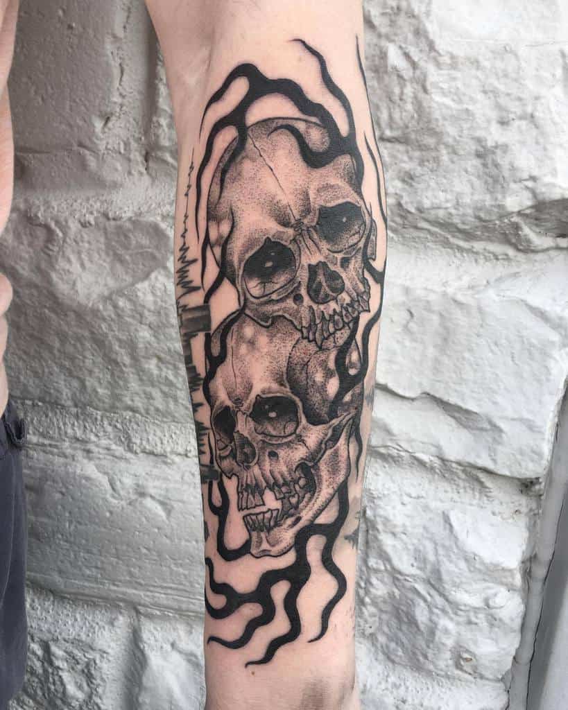 skull black arm tattoo lonelydreamertattoo