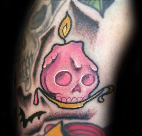 Skull Candle Man With Filler Tattoos